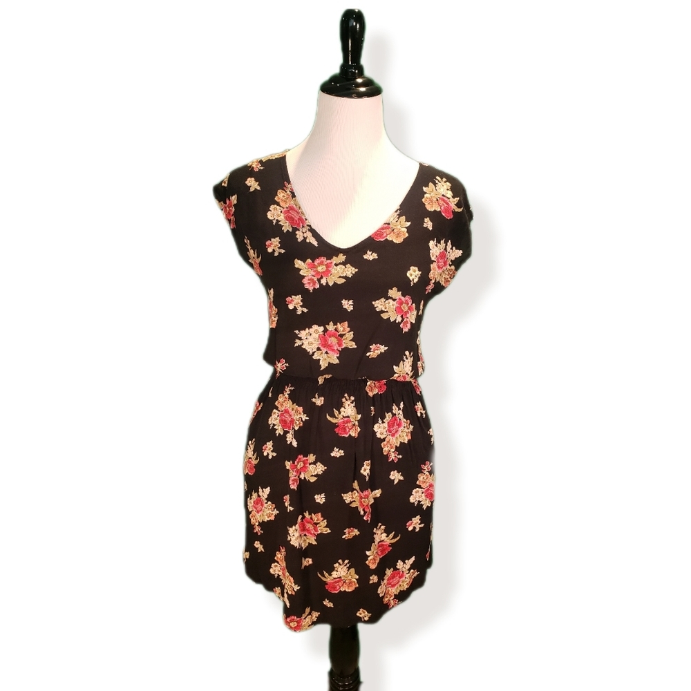 Black Floral Casual Dress